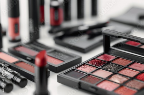 Red And Black Eyeshadow Palettes And Lipsticks
