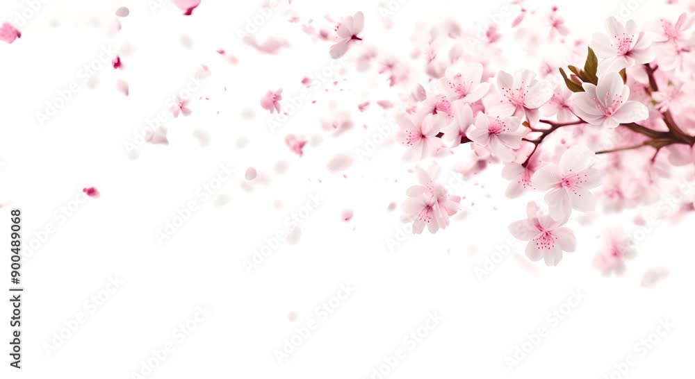 sakura flowers with petal on white background sakura flowers with petal on white background