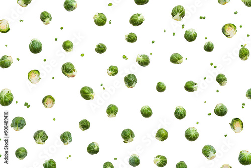 Fun arrangement of Brussels sprouts. Isolated illustration on white background.