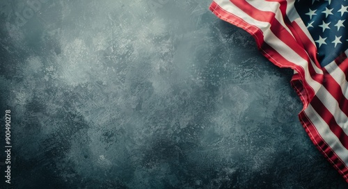 American Flag on Blue Background
