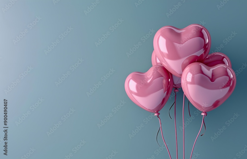 3D Pink Heart Balloon on Pastel Background with Copy Space for Valentine's Day or Birthday Concept, birthday celebration concepts, featuring a charming and romantic design, 3D Pink Heart Balloon on Pastel Background with Copy Space for Valentine's Day or Birthday Concept, birthday celebration concepts, featuring a charming and romantic design,