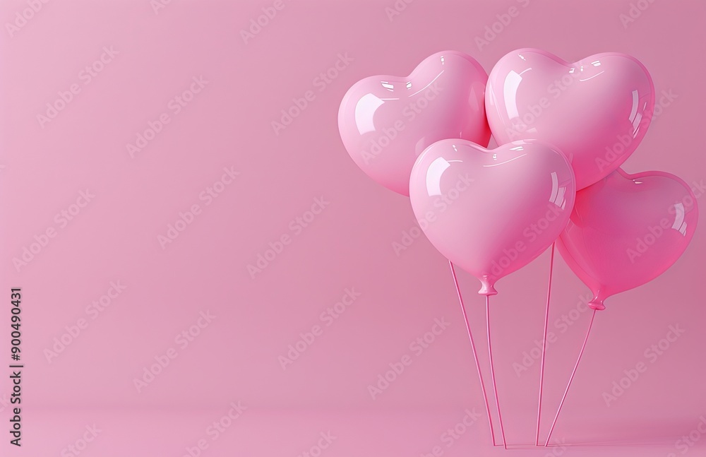 3D Pink Heart Balloon on Pastel Background with Copy Space for Valentine's Day or Birthday Concept, birthday celebration concepts, featuring a charming and romantic design, pink heart balloons 3D Pink Heart Balloon on Pastel Background with Copy Space for Valentine's Day or Birthday Concept, birthday celebration concepts, featuring a charming and romantic design, pink heart balloons
