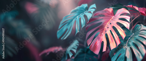 Tropical Leaves With Bokeh Lights