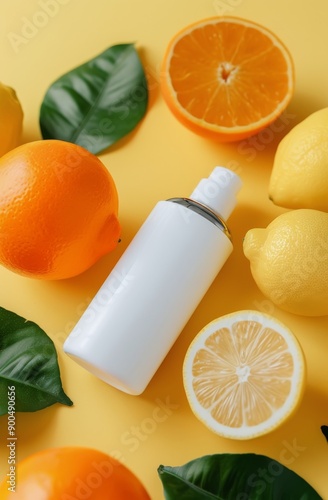 Citrus-Scented Spray Bottle on Yellow Background
