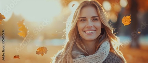 Woman Smiles in Fall Foliage