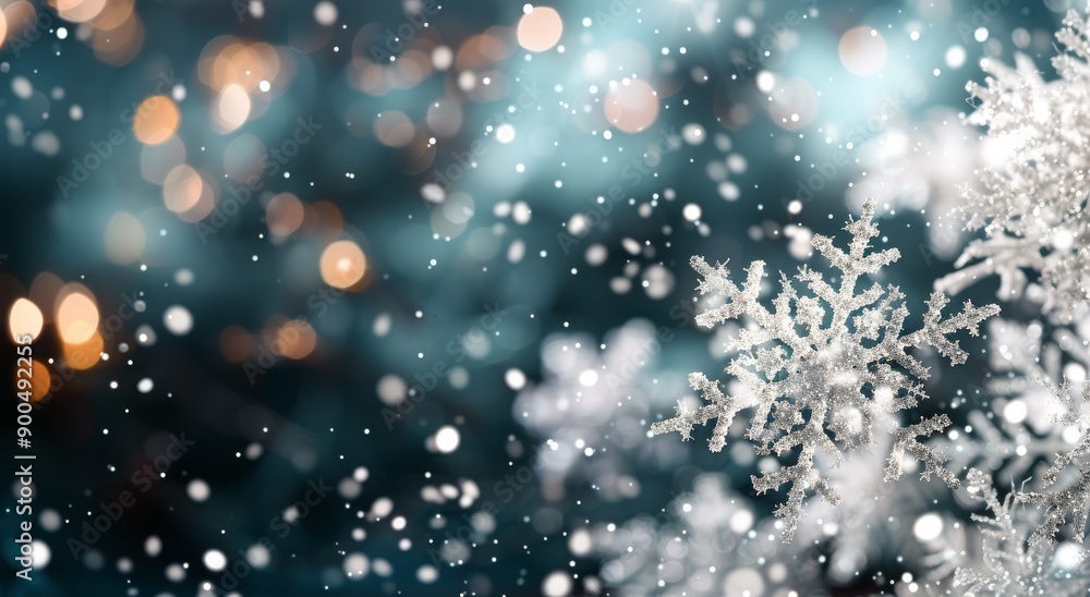 Winter Snowflake With Bokeh Lights Winter Snowflake With Bokeh Lights