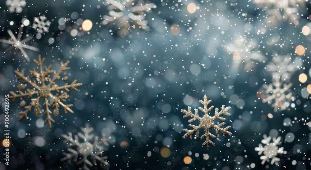 Winter Snowflake With Bokeh Lights