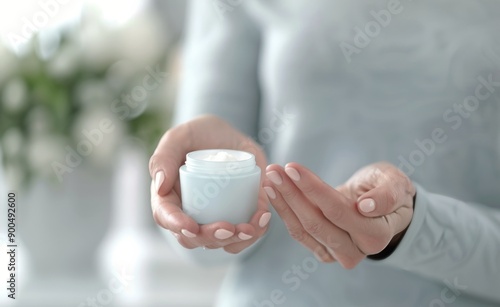 Woman Holding Skincare Jar