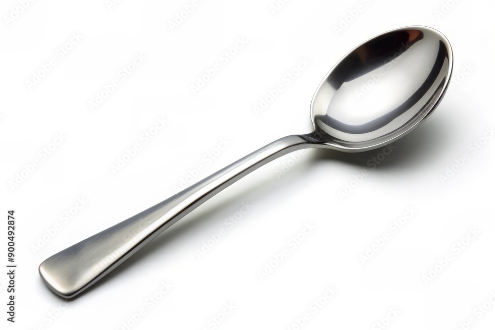 Shiny Metal Spoon Isolated on White Background. Shiny Metal Spoon Isolated on White Background.