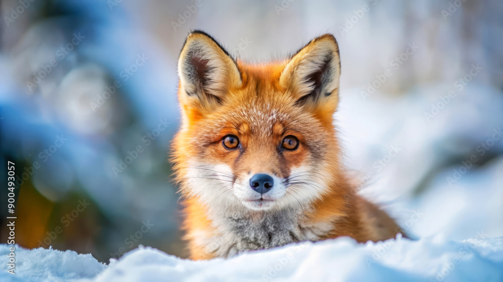 Fototapeta premium Red Fox in Winter Wonderland.