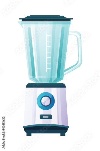 Electric blender with transparent jar. Vector illustration isolated on white background