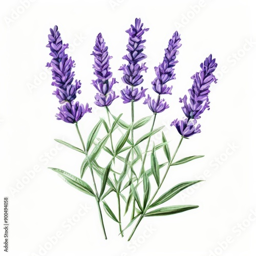 the AI Image Generator, Purple Lavender Flower Botanical Watercolor Painting Illustration