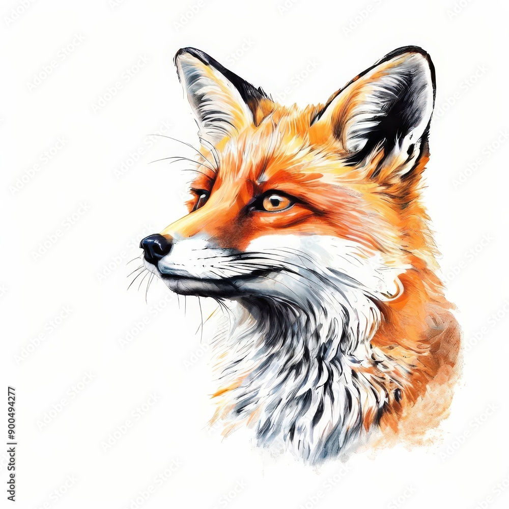 Obraz premium the AI Image Generator, Watercolor forest cartoon isolated cute fox,