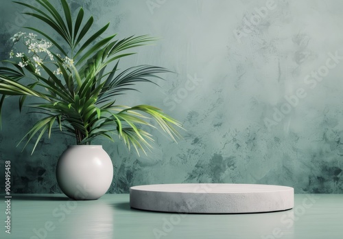 Plants on Tabletop With Green Background