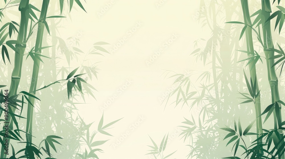 Fototapeta premium A grove of bamboo trees creates a serene and tranquil background with ample space for text or design elements.