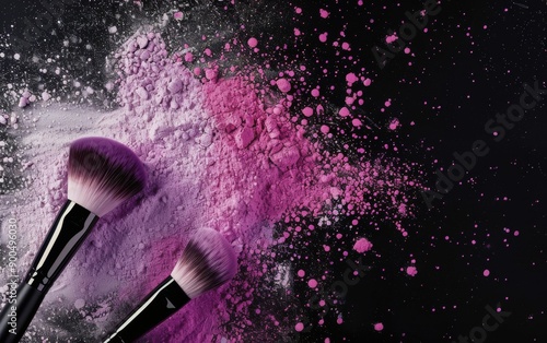 Purple Makeup Powder and Brushes