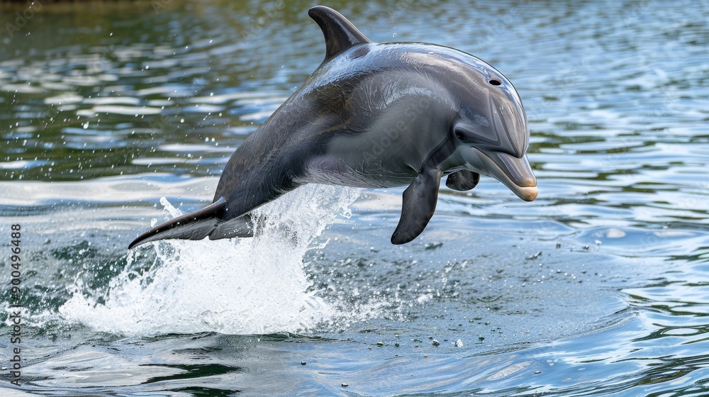 Obraz premium Exceptional visual capabilities of bottlenose dolphins below and above water surfaces