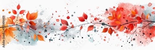 Autumn Leaves on White Background