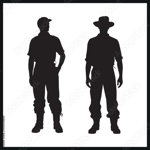 Farmer silhouette Vector background