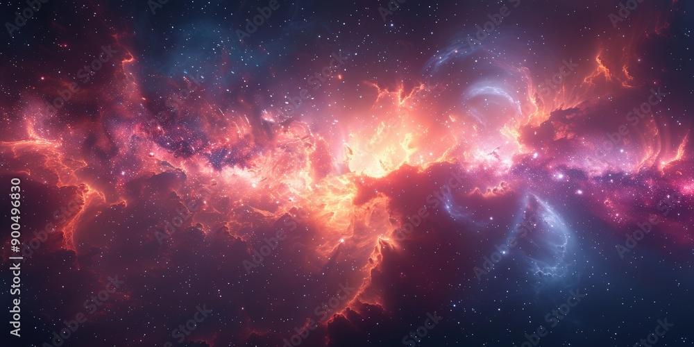 Obraz premium Cosmic Inferno: A Fiery Interstellar Nebula