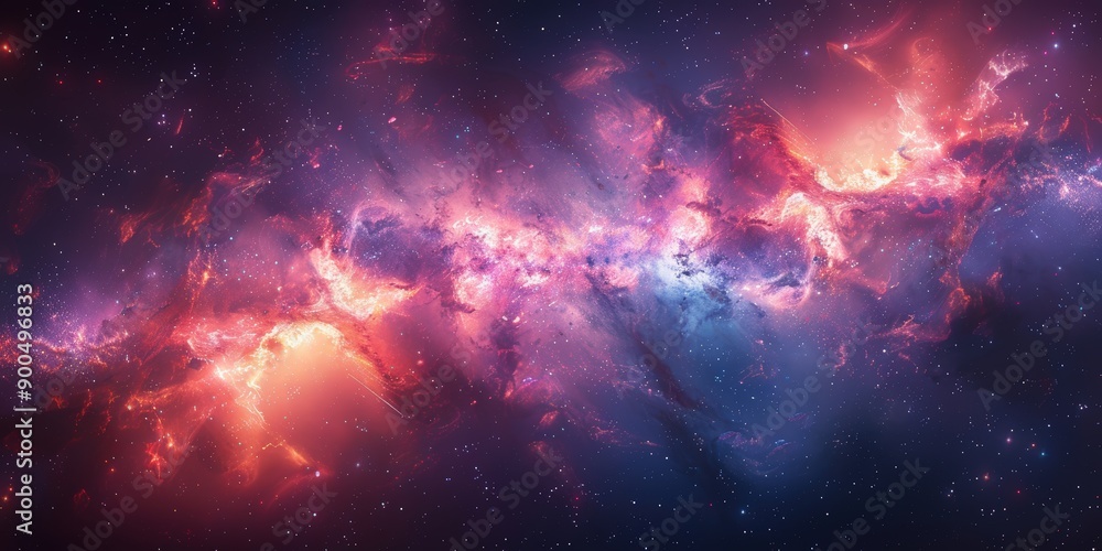 Naklejka premium Cosmic Inferno: A Galactic Symphony of Celestial Brilliance