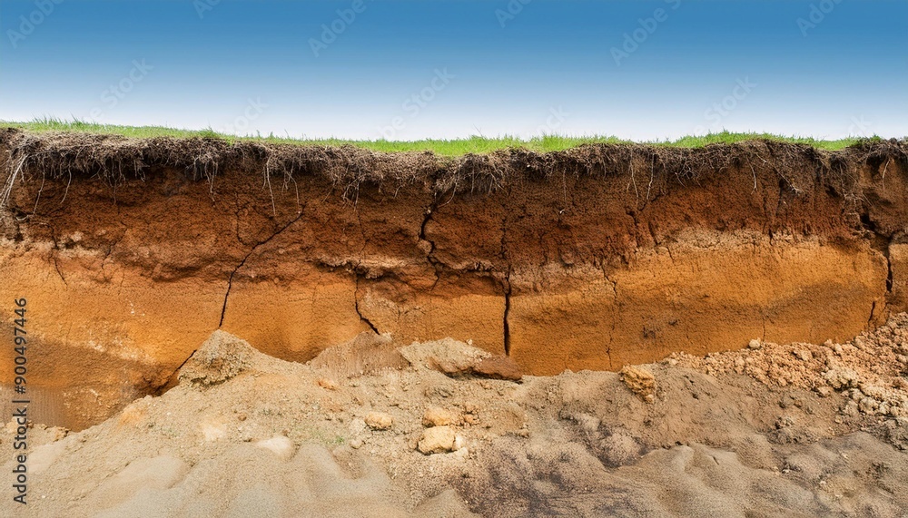Foto de eroding soil subsoil and bedrock underground soil layer of ...
