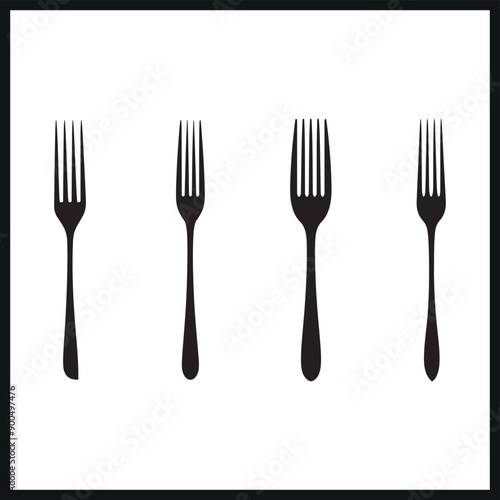 Fork silhouettes icon , cutlery set