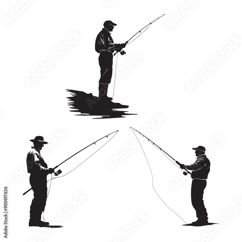 Fisherman silhouettes collection