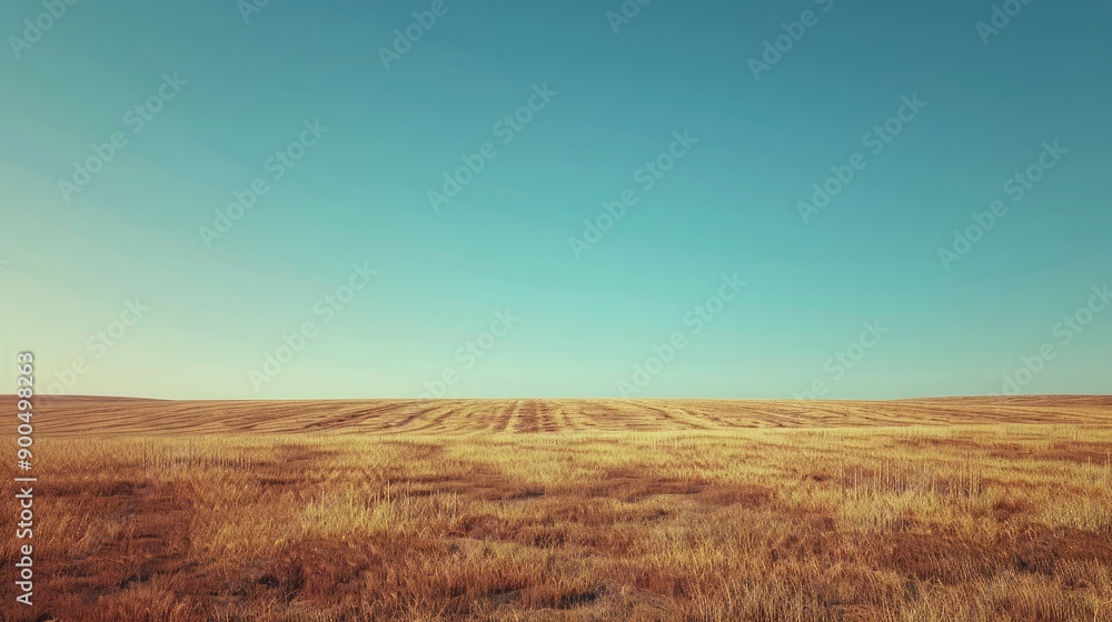 A withered crop field under a clear, hot sky, leaving ample space for copy. A withered crop field under a clear, hot sky, leaving ample space for copy.