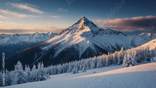 Snowy mountain landscape - winter HD 4K wallpaper, breathtaking view, high contrast