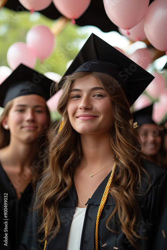 Young girl in graduation celebration
