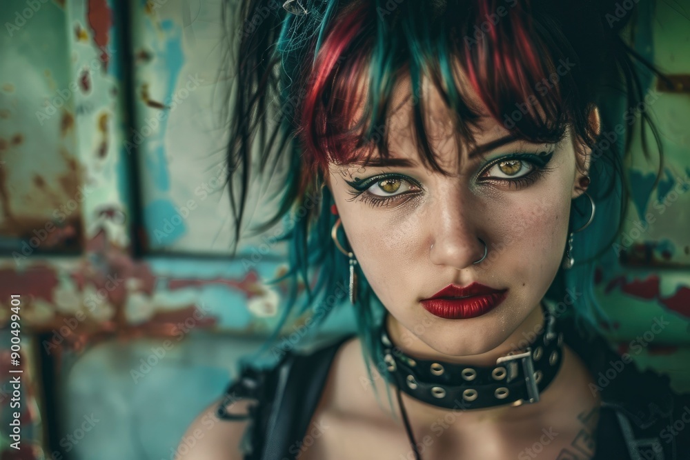 Portrait of an attractive punk girl, generative ai Portrait of an attractive punk girl, generative ai
