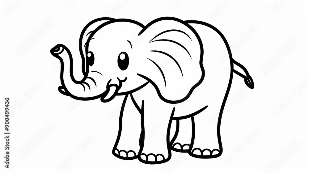 Cute Cartoon Elephant with Big Eyes and Trunk Cute Cartoon Elephant with Big Eyes and Trunk