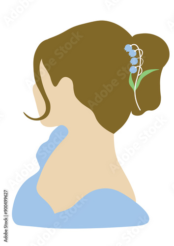 Cute young fashionable girl with flower hairclip portrait