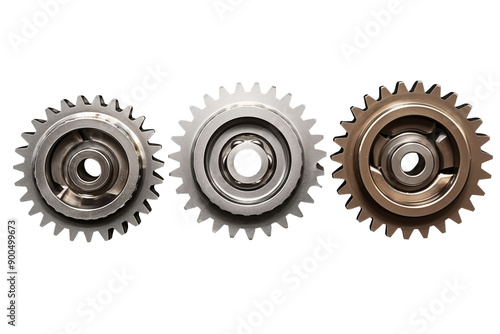 Set of Metalic Gear Wheels PNG Mechanical Gear Wheel  Teeth isolated on white and transparent background - Gear assembly motor Industrial Advertising Concept