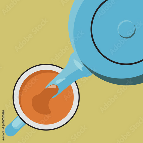 Traditional tea still life top view