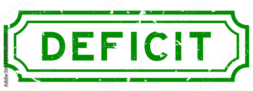 Grunge green deficit word rubber seal stamp on white background