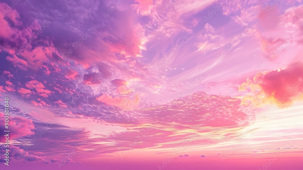 Panoramic photo, view of a pink and purple sky at sunset. Sky panorama background, header and web banner. Panoramic photo, view of a pink and purple sky at sunset. Sky panorama background, header and web banner.