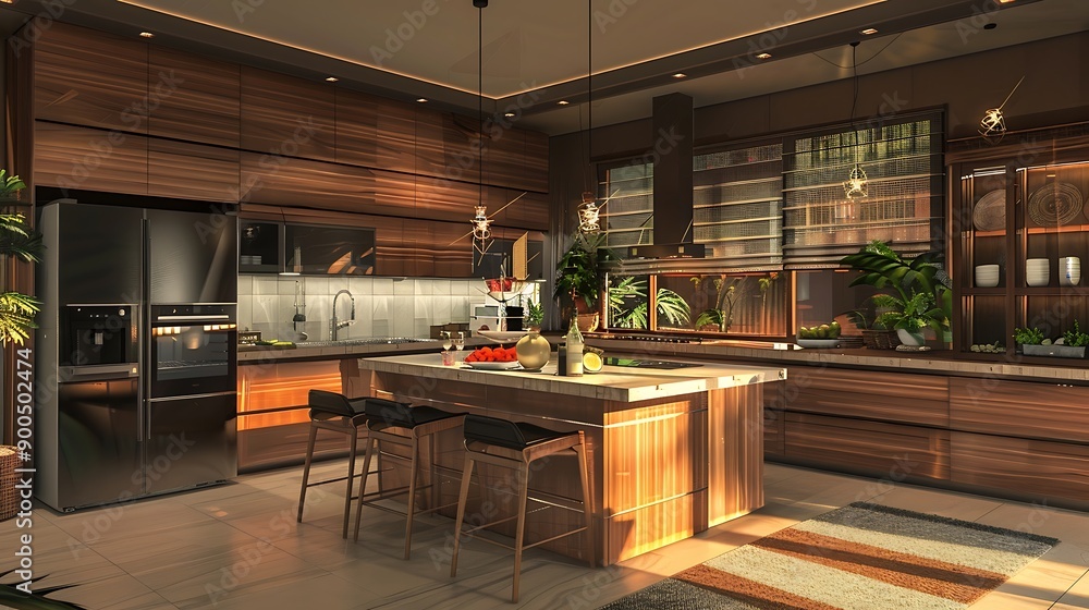 Modern kitchen with a cozy, inviting atmosphere Modern kitchen with a cozy, inviting atmosphere