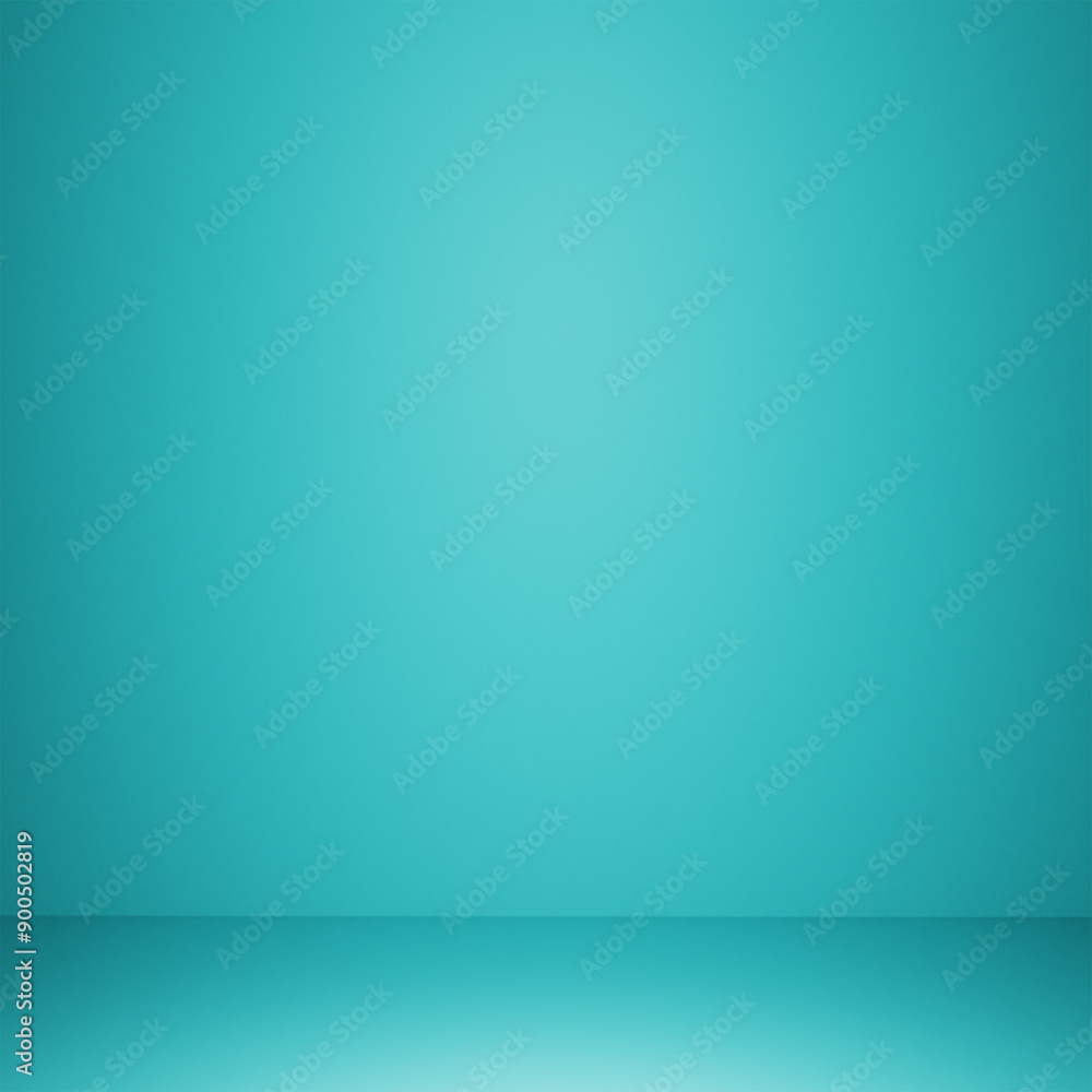 Obraz premium Modern 3D teal color minimal background with floor and emty space in sunlight