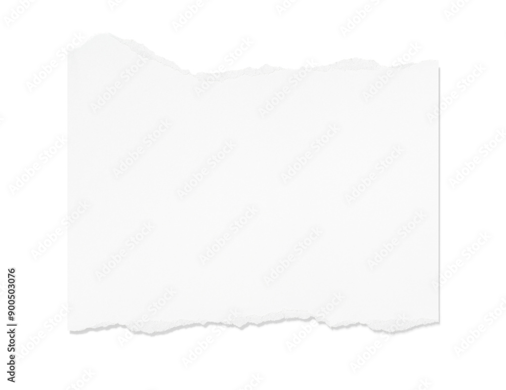White torn paper piece isolated on transparent background White torn paper piece isolated on transparent background
