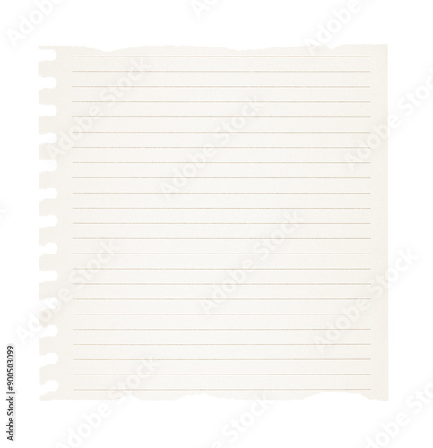 Ripped lined notepad paper isolated on transparent background