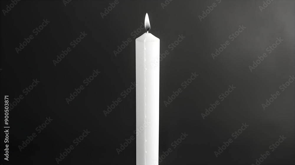 Elegant white candle casting a warm glow against a stark black background. Classic simplicity. Elegant white candle casting a warm glow against a stark black background. Classic simplicity.