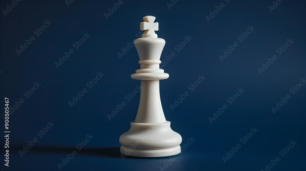 White chess bishop on navy blue background, focusing on intricate design and strategic positioning. White chess bishop on navy blue background, focusing on intricate design and strategic positioning.