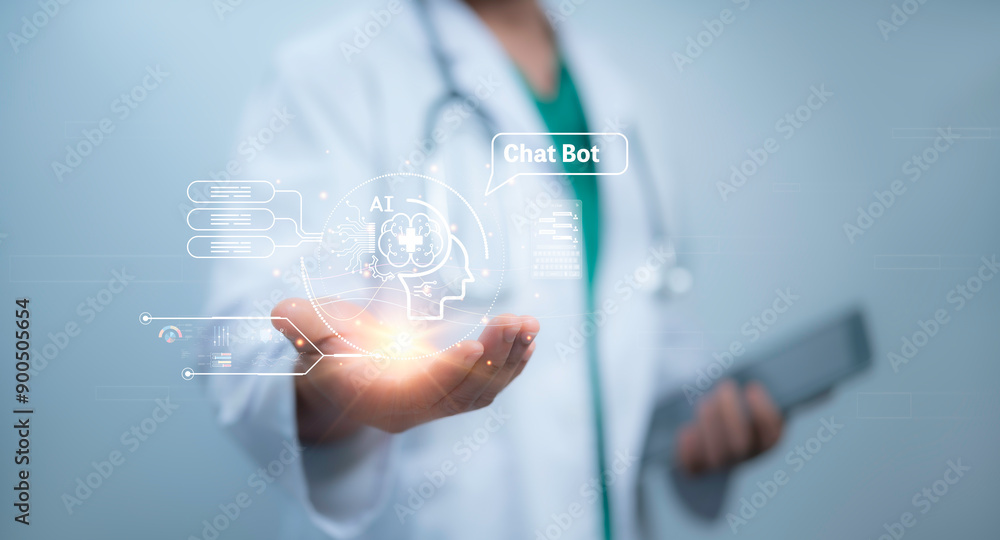 Medical worker hold virtual medical revolution and advance of technology Artificial Intelligence,AI Deep Learning for medical research,Transformation of innovation and technology for future Health. Medical worker hold virtual medical revolution and advance of technology Artificial Intelligence,AI Deep Learning for medical research,Transformation of innovation and technology for future Health.