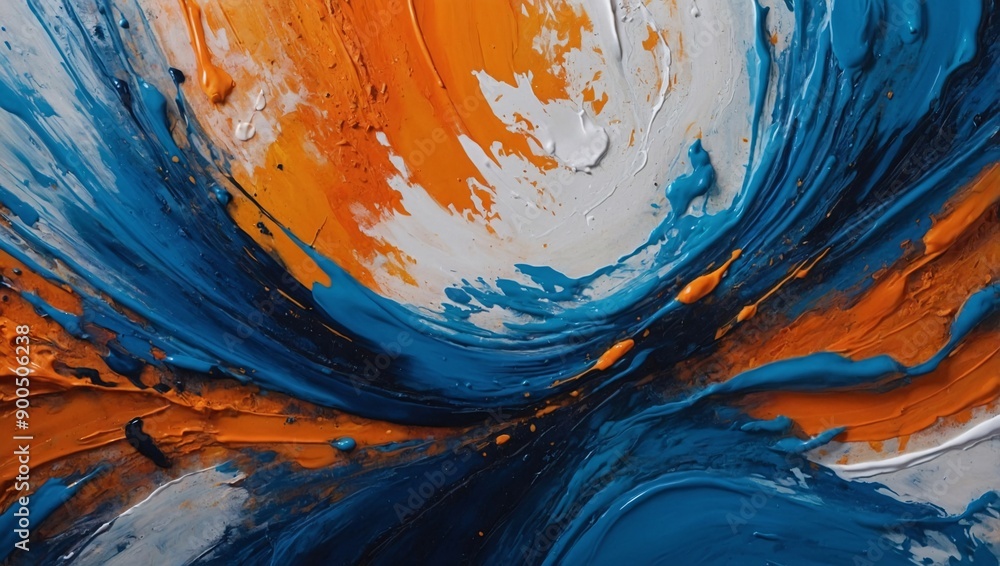 Sophisticated acrylic art with brush strokes. Abstract textured blue and orange background. High contrast Sophisticated acrylic art with brush strokes. Abstract textured blue and orange background. High contrast