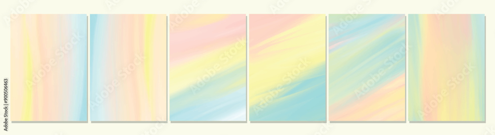 Obraz premium Set of abstract watercolor rainbow backgrounds with lines. Watercolor cover set. Abstract colorful backgrounds. 