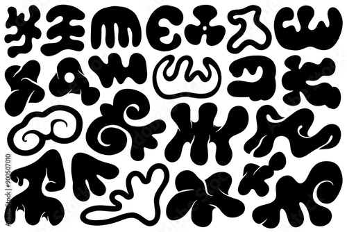 Irregular flat shapes and forms. abstract fluid, liquid organic flat shapes.