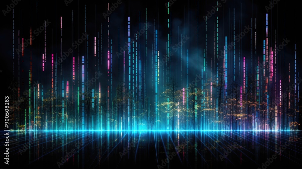 Glowing data streams in a digital matrix Glowing data streams in a digital matrix
