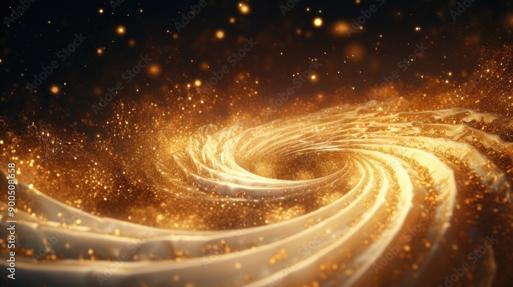 Fototapeta premium Golden radiant particles creating a wave effect